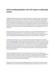 Online Gambling Regulation rules with regard to Leading edge Zealand.docx