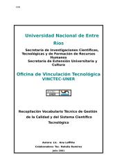 3. GLOSARIO REDVITEC (RED DE VINCULACIÓN TECNOLÓGICA DE LAS UNIVERSIDADES NACIONALES ARGENTINAS) SOBRE SISTEMA DE GESTION DE CALIDAD.doc