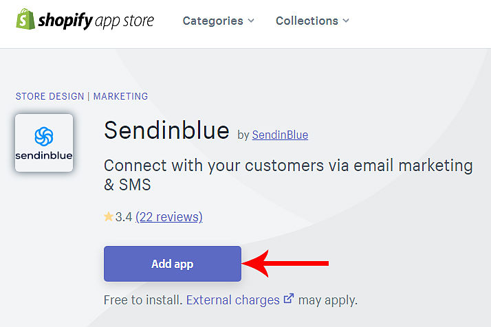 Shopify with Sendinblue integration 